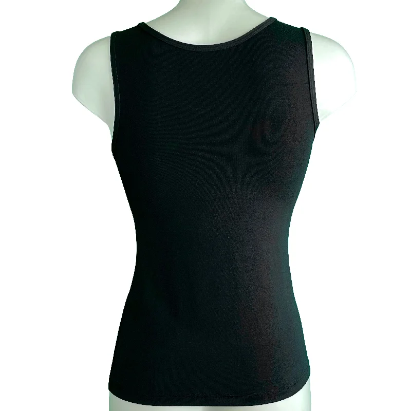 Soft Bamboo Jersey Scoop Neck Tank Top - Black