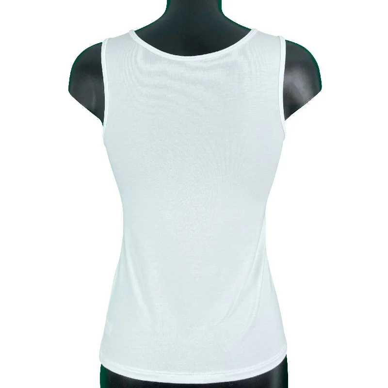 Soft Bamboo Jersey Scoop Neck Tank Top - White