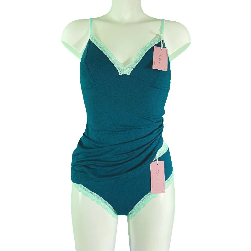 Soft Bamboo Jersey Strappy Cami Top - Teal & Spearmint