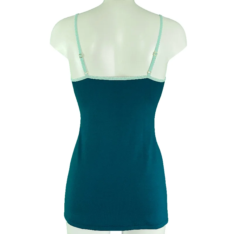 Soft Bamboo Jersey Strappy Cami Top - Teal & Spearmint