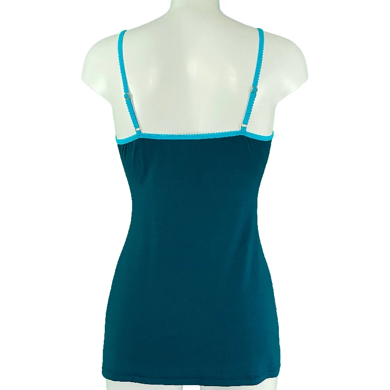 Soft Bamboo Jersey Strappy Cami Top - Teal & Turquoise