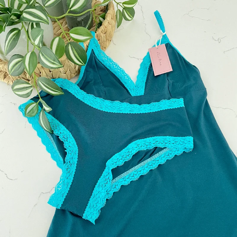 Soft Bamboo Jersey Strappy Cami Top - Teal & Turquoise