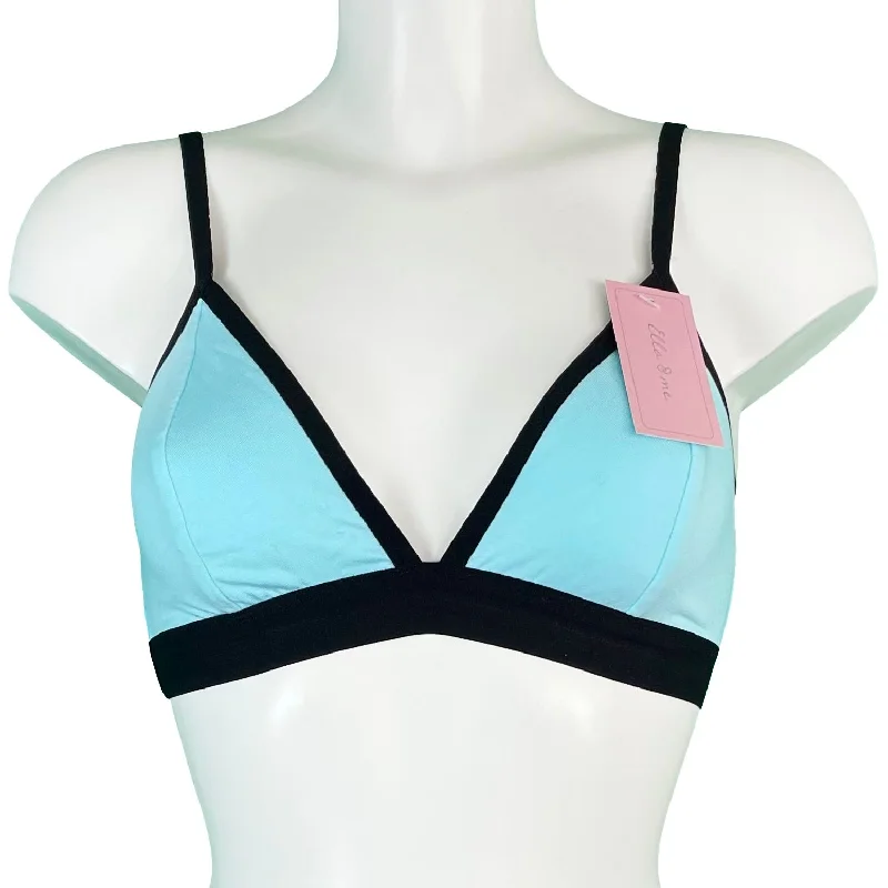 Soft Bamboo Jersey Triangle Bralette - Aqua & Black