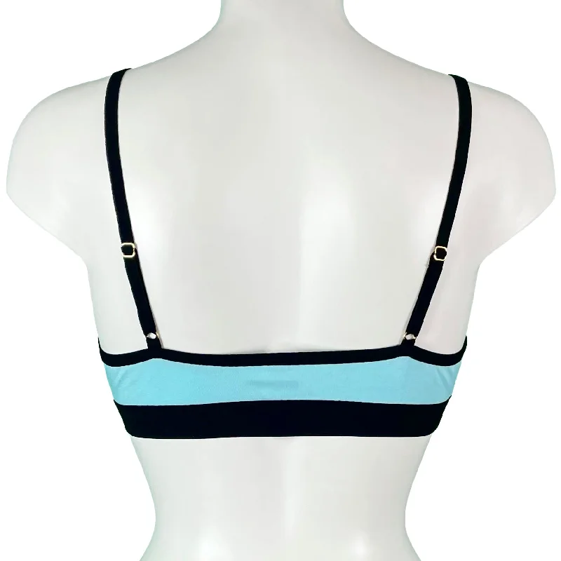 Soft Bamboo Jersey Triangle Bralette - Aqua & Black