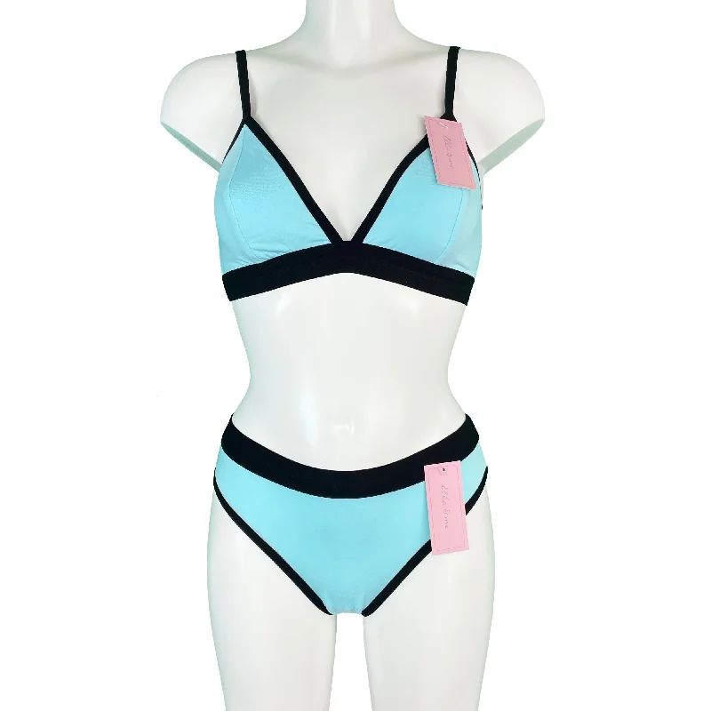 Soft Bamboo Jersey Triangle Bralette - Aqua & Black