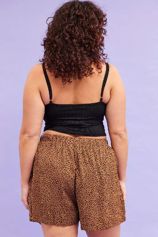 Animal Print Shorts High Rise Waist Tie