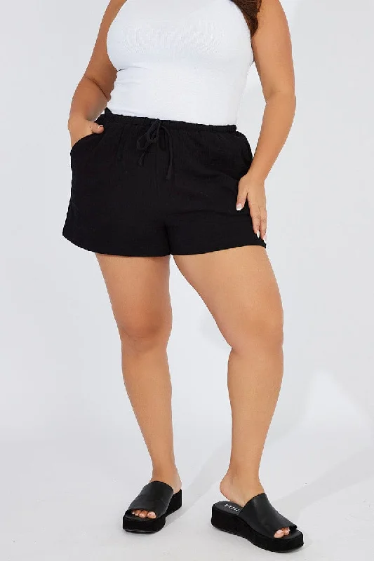 Black Relaxed Shorts Elasticated Waist