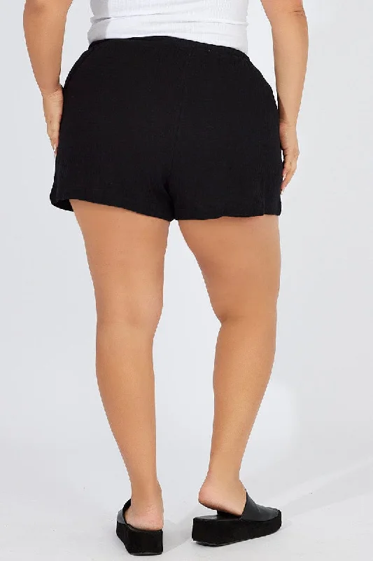 Black Relaxed Shorts Elasticated Waist