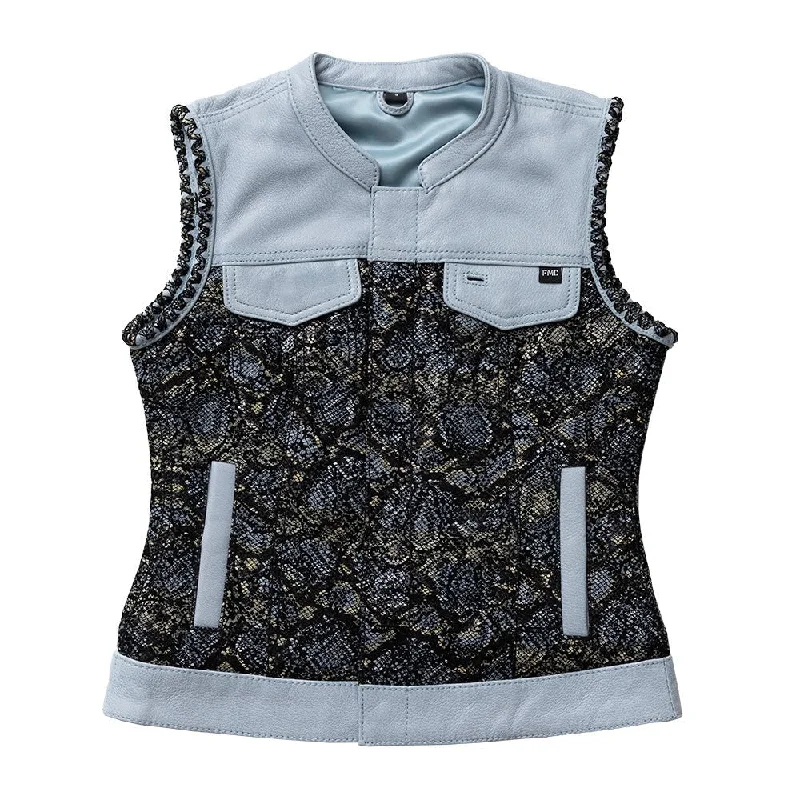 Blue Viper Women's Club Style Leather Motorcycle Vest - Limited Edition