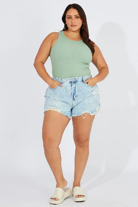 Denim Relaxed Denim Shorts High Rise