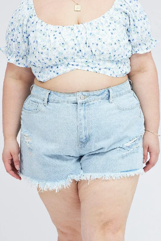 Denim Relaxed Shorts High Rise