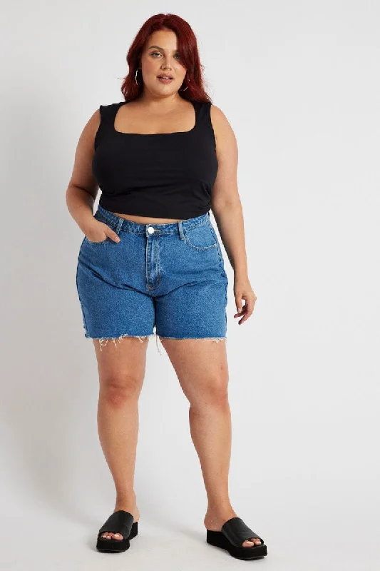 Denim Relaxed Shorts High Rise