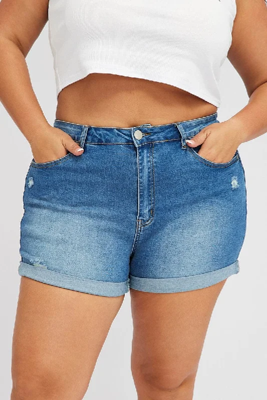 Denim Skinny Shorts High Rise