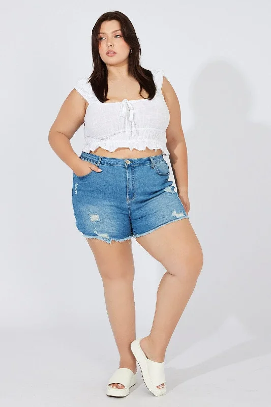 Denim Skinny Shorts High Rise