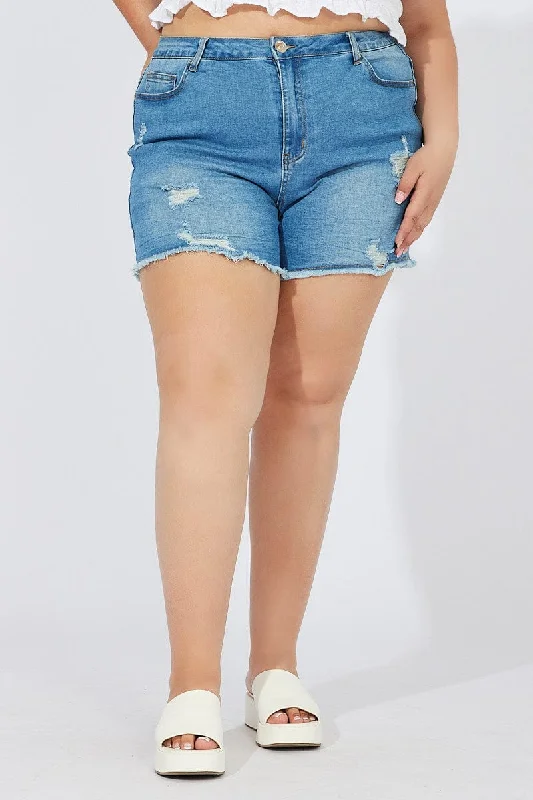 Denim Skinny Shorts High Rise