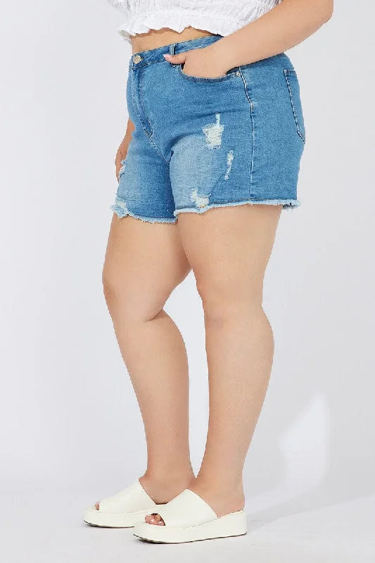 Denim Skinny Shorts High Rise