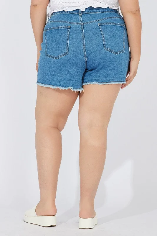 Denim Skinny Shorts High Rise