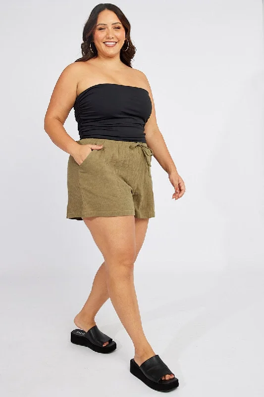 Green Relaxed Shorts Elasticated Waist