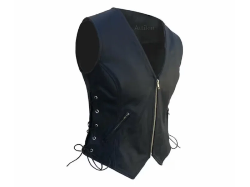 womens leather motorcycle vest