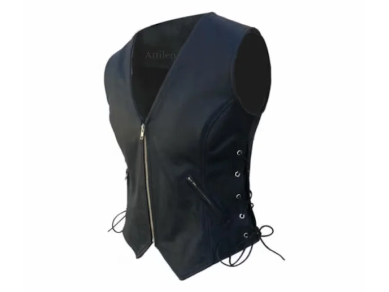 womens leather motorcycle vest