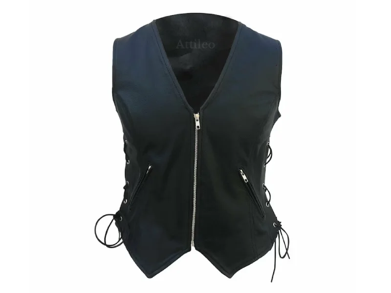 womens leather motorcycle vest