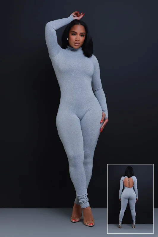 After Hours Open Back Jumpsuit - Heather Grey