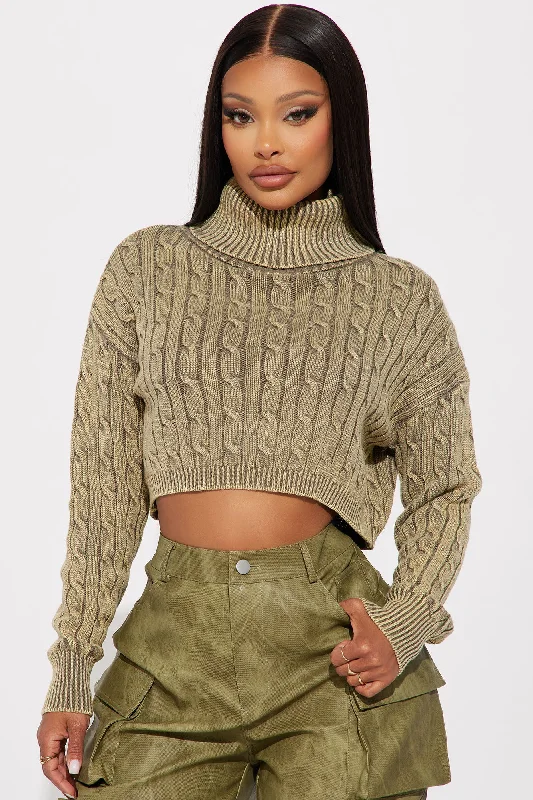 Almost Daily Cable Knit Sweater - Olive