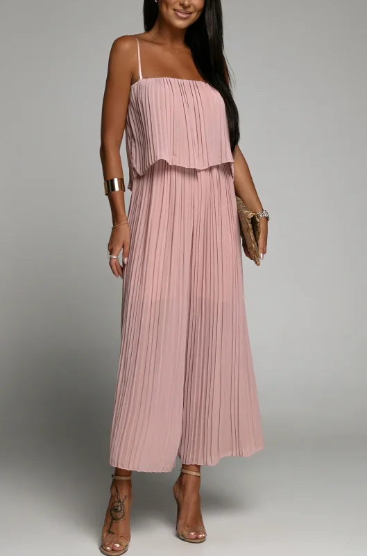 Alyssa Blush Pleated Jumpsuit