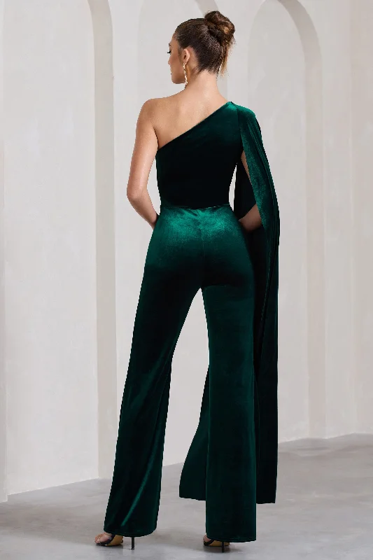 aurora-bottle-green-velvet-one-shoulder-cape-sleeve-jumpsuit-cl128998047