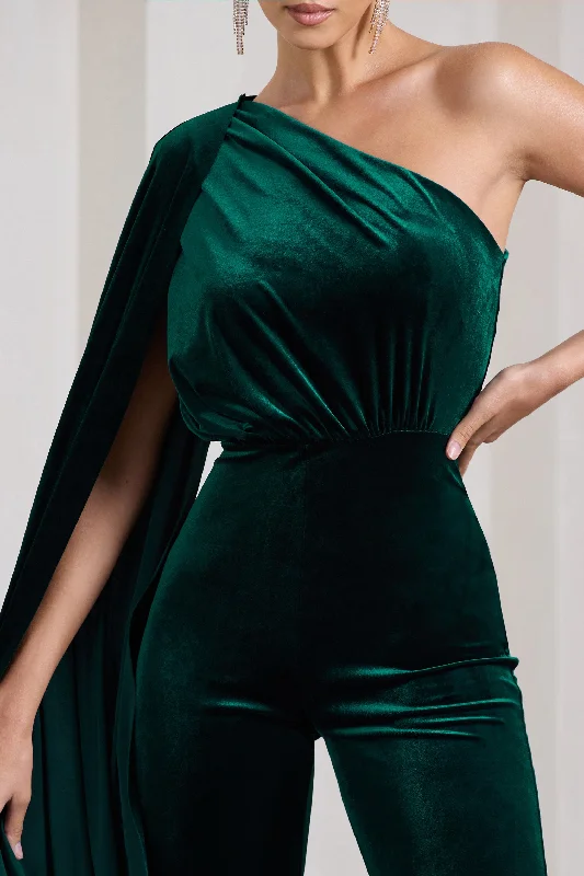 aurora-bottle-green-velvet-one-shoulder-cape-sleeve-jumpsuit-cl128998047