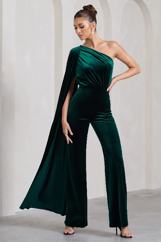 aurora-bottle-green-velvet-one-shoulder-cape-sleeve-jumpsuit-cl128998047