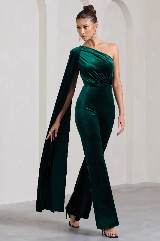 aurora-bottle-green-velvet-one-shoulder-cape-sleeve-jumpsuit-cl128998047