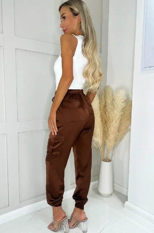 ax-paris-tasmin-chocolate-satin-cargo-trousers