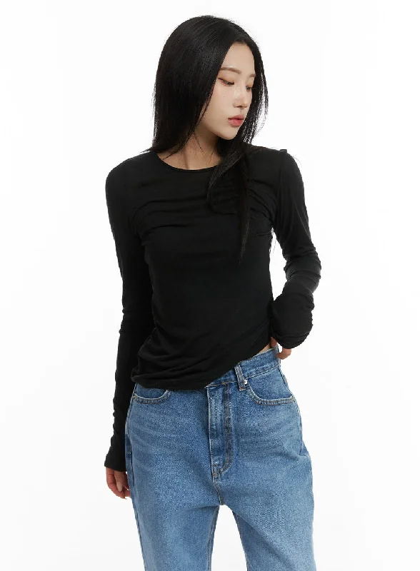 Basic Round Neck Slim Fit Top CJ431