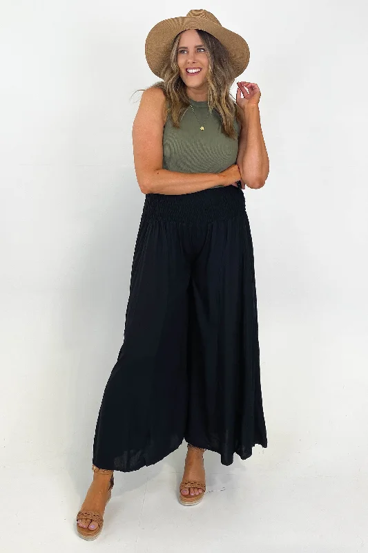 Bodacious Fremantle Rouched Wide Leg Pant Black