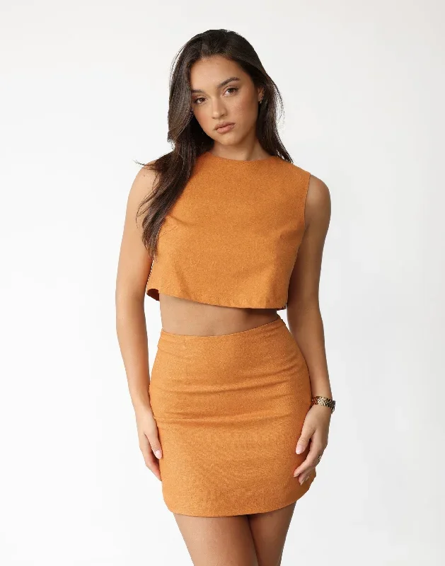 Como Linen Mini Skirt (Tangerine)