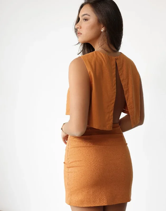 como-linen-mini-skirt-tangerine