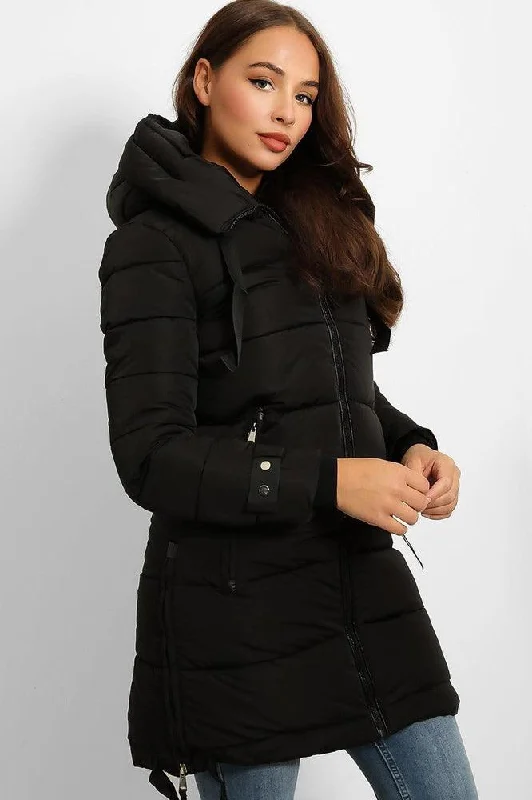 contrast-black-details-hooded-midi-puffer-jacket