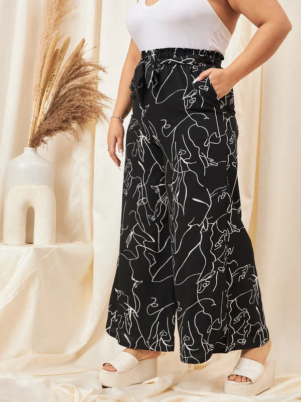 cur-tr6276bk-berrylush-curve-women-black-white-abstract-printed-high-rise-tie-up-waist-slip-on-flared-regular-trousers