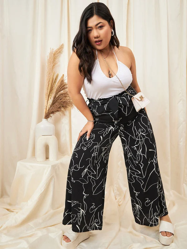 cur-tr6276bk-berrylush-curve-women-black-white-abstract-printed-high-rise-tie-up-waist-slip-on-flared-regular-trousers