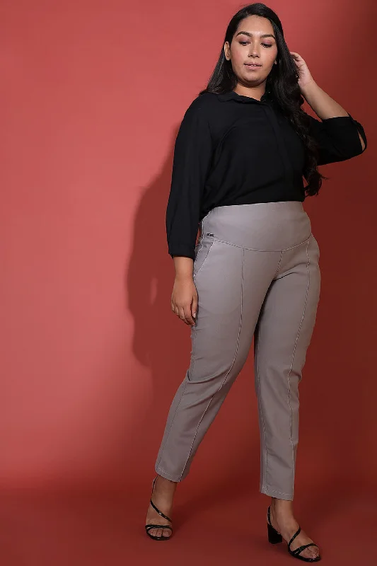 English Grey Crease Seam Tummy Tucker Pants