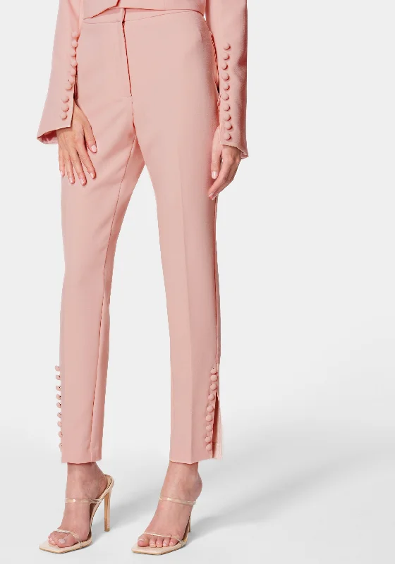 High Waist Tailored Button Detail Slim Pant