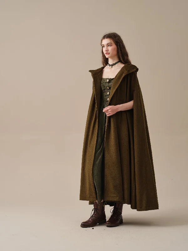 hooded-wool-cloak-coat-in-olive-maxi-hooded-wool-cloak-renaissance-cloak-witch-cloak-full-circle-cape-cloak-winter-coat-linennaive