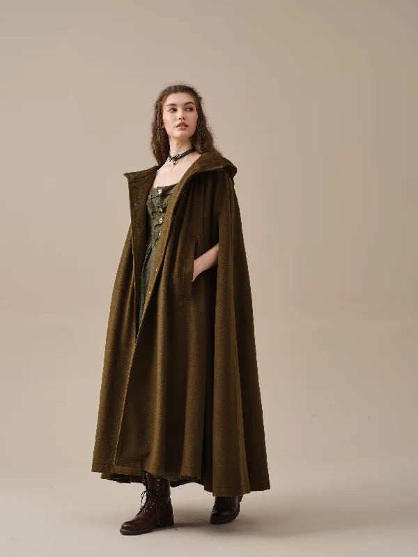 hooded-wool-cloak-coat-in-olive-maxi-hooded-wool-cloak-renaissance-cloak-witch-cloak-full-circle-cape-cloak-winter-coat-linennaive