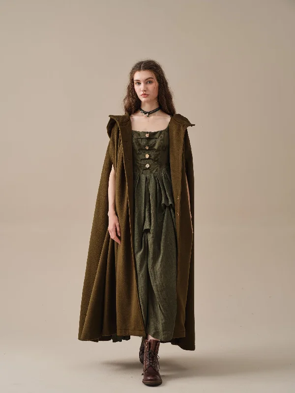 hooded-wool-cloak-coat-in-olive-maxi-hooded-wool-cloak-renaissance-cloak-witch-cloak-full-circle-cape-cloak-winter-coat-linennaive