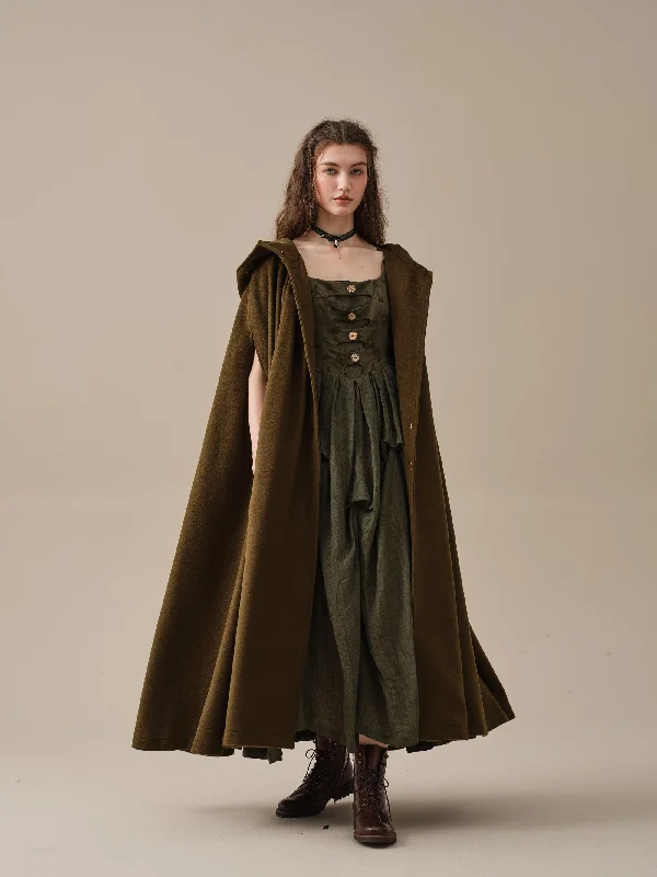 hooded-wool-cloak-coat-in-olive-maxi-hooded-wool-cloak-renaissance-cloak-witch-cloak-full-circle-cape-cloak-winter-coat-linennaive