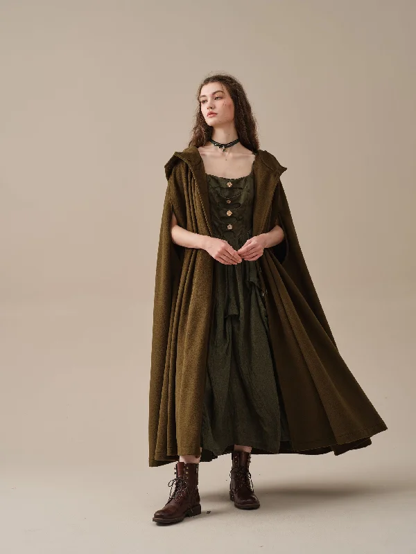 hooded-wool-cloak-coat-in-olive-maxi-hooded-wool-cloak-renaissance-cloak-witch-cloak-full-circle-cape-cloak-winter-coat-linennaive