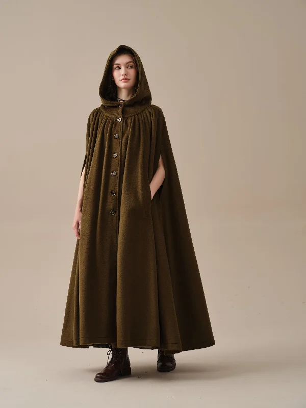 hooded-wool-cloak-coat-in-olive-maxi-hooded-wool-cloak-renaissance-cloak-witch-cloak-full-circle-cape-cloak-winter-coat-linennaive