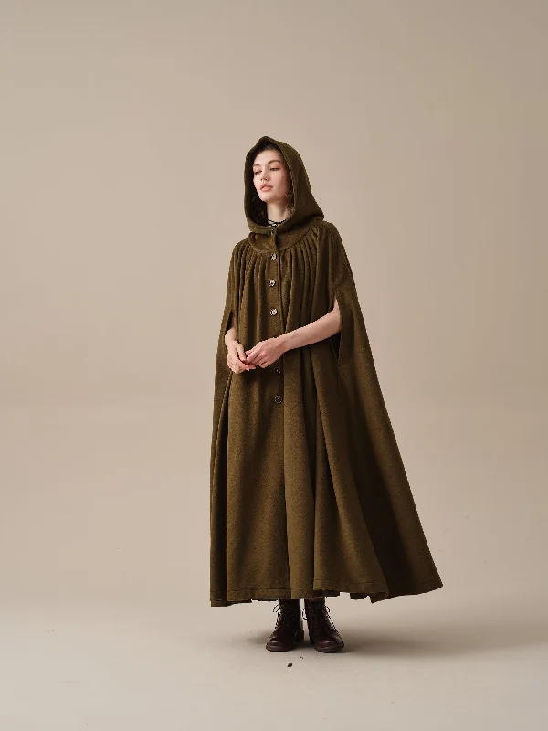 hooded-wool-cloak-coat-in-olive-maxi-hooded-wool-cloak-renaissance-cloak-witch-cloak-full-circle-cape-cloak-winter-coat-linennaive