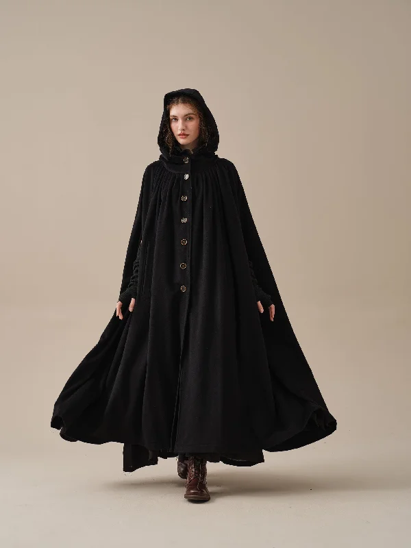 hooded-wool-cloak-coat-in-olive-maxi-hooded-wool-cloak-renaissance-cloak-witch-cloak-full-circle-cape-cloak-winter-coat-linennaive